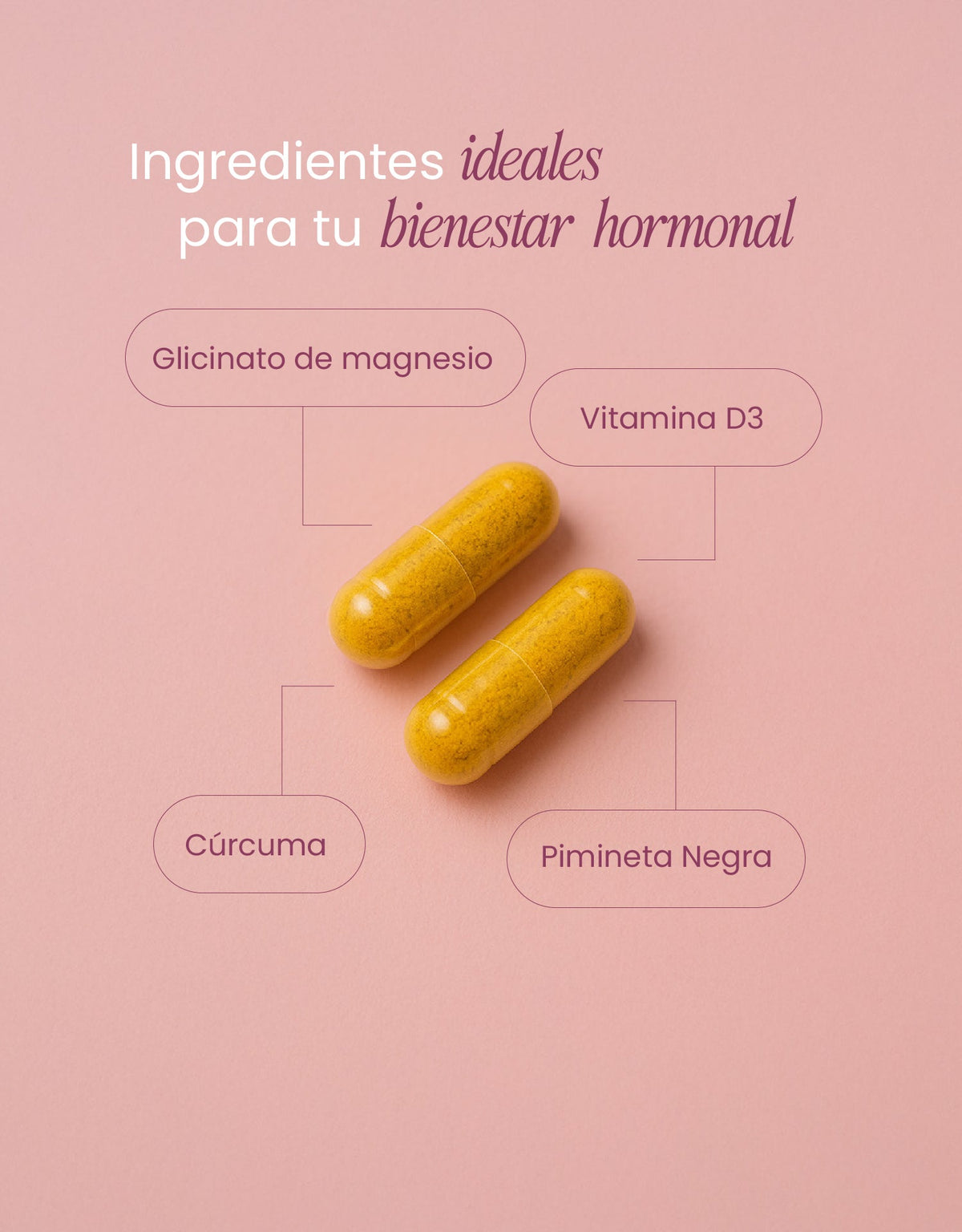 Endo Support | Cúrcuma con Pimienta Negra, Magnesio Glicinato y Vitamina D3 | Bienestar femenino